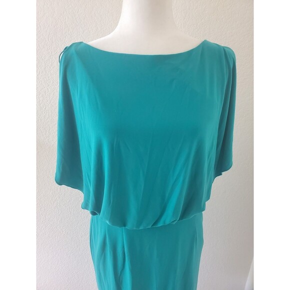 Jessica Simpson Size 4 Woman's Turquoise Blue Green Dress Flutter Sleeves Drape - Picture 2 of 8